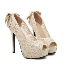 Peep Toe de Renda Nude