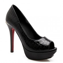 Peep Toe - Pele de Cobra Preto