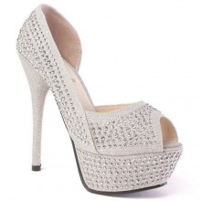 Peep Toe - Prata com Cristais