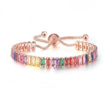 Pulseira Rosê com Zircônias Coloridas