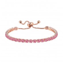 Pulseira Ajustável Rosê com Zircônias Rosa