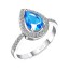 Anel com Gota Azul Cravejada