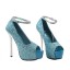 Peep Toe - Azul com Renda