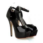 Peep Toe - Brilhante Preto